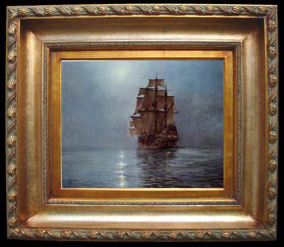framed  unknow artist Seascape, boats, ships and warships. 141, Ta059-2